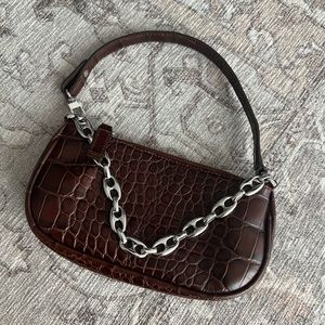 BY FAR mini Rachel Nutella croc embossed leather bag